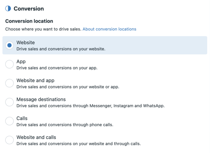 Website conversion location